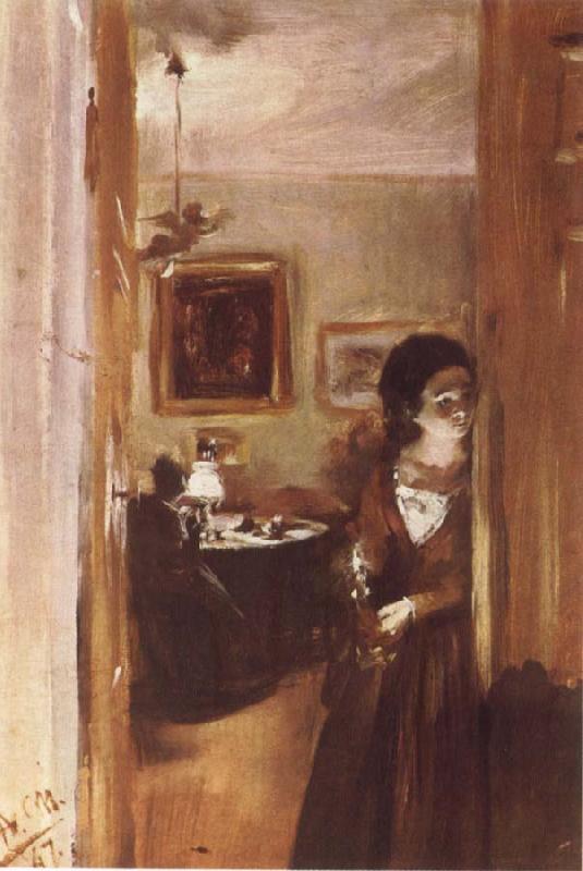 Adolph von Menzel Livingroom with Menzel-s sister oil painting picture